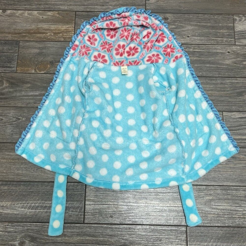 Matilda Jane Robe Girls Size XS Plush Belted Hooded Polka Dot Floral Pockets 4 5 - Picture 8 of 12